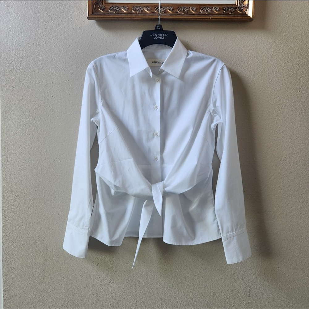 Grammar NYC Conjunction white button-down cotton shirt top size 4
